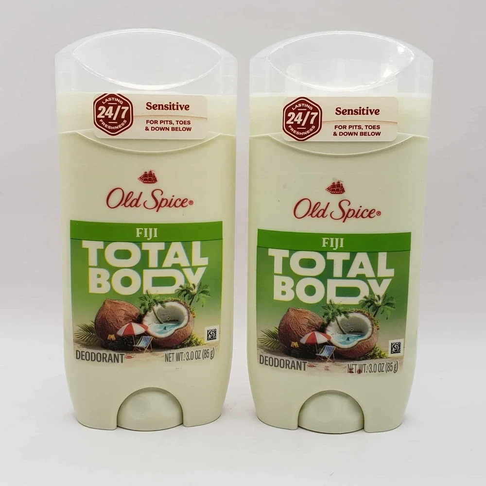 Old Spice Fiji Scent of Coconut & Palm Trees Total Body Deodorant 3 oz - 2 Pack